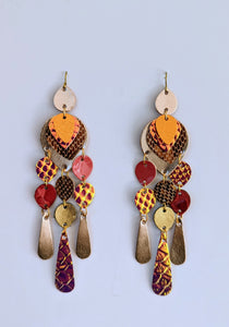 Lady of the Flame Leather Statement Earrings