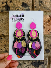 Load image into Gallery viewer, Fuchsia Fantasy Leather Statement Earrings

