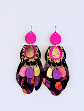 Load image into Gallery viewer, Fuchsia Fantasy Leather Statement Earrings
