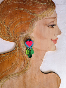 Neon Sweetheart Leather Earrings