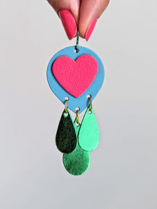 Neon Sweetheart Leather Earrings