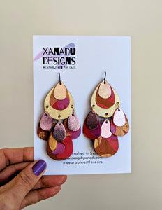 Golden Toffee Leather Statement Earrings