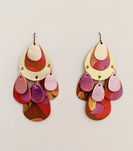 Golden Toffee Leather Statement Earrings