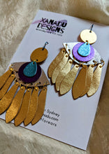 Load image into Gallery viewer, Crying eyes statement earrings made from metallic leather
