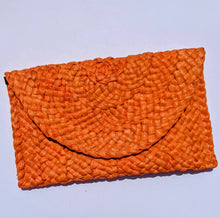 Load image into Gallery viewer, Xanadu Raffia Clutch - Blazing Orange
