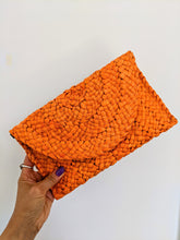 Load image into Gallery viewer, Xanadu Raffia Clutch - Blazing Orange
