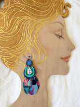 Load image into Gallery viewer, Blue Lagoon Leather Statement Earrings
