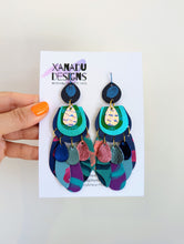 Load image into Gallery viewer, Blue Lagoon Leather Statement Earrings
