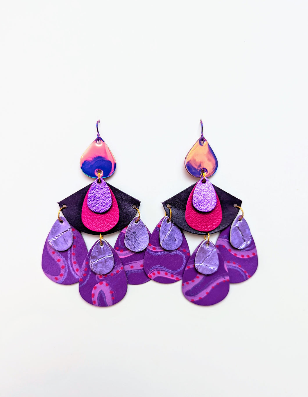 Love Me Lilac Leather Statement Earrings